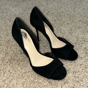 Vince Camuto Elegant Black Peep-Toe Heels